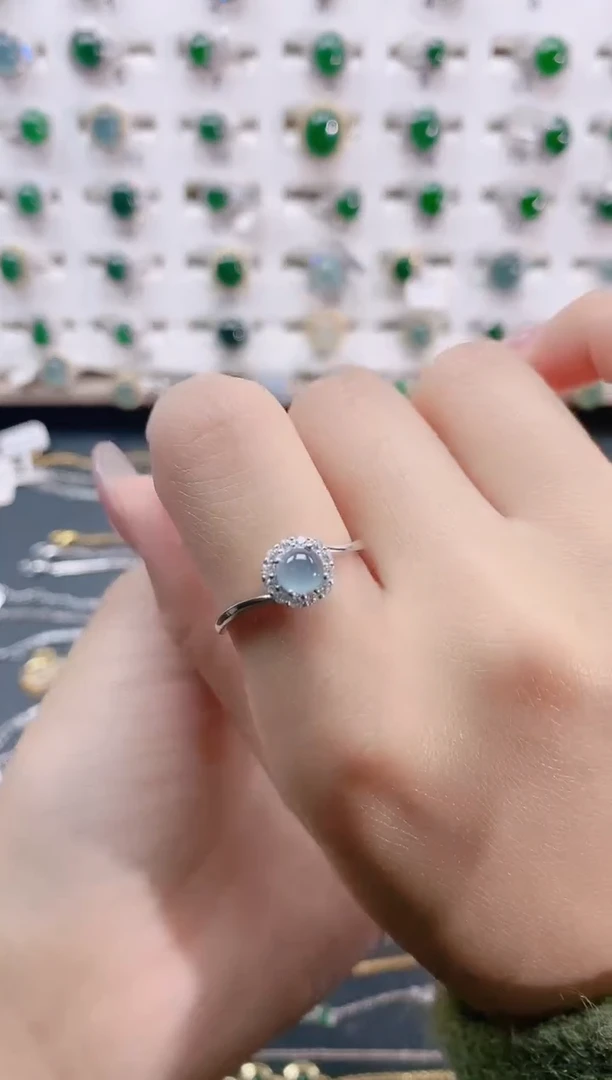 【闪购商品】翡翠戒指银S925镶嵌天然翡翠