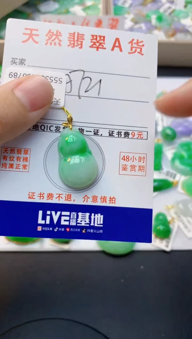 颈饰18K金镶嵌翡翠天然缅甸A货翡翠百元以上9元证书费自理