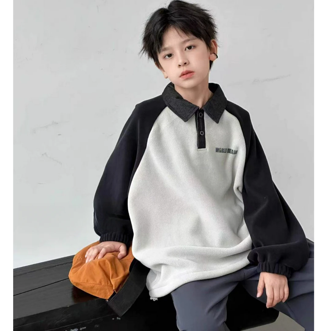 【500克奥粒绒】男童冬装韩版加绒POLO衫卫衣2025新款