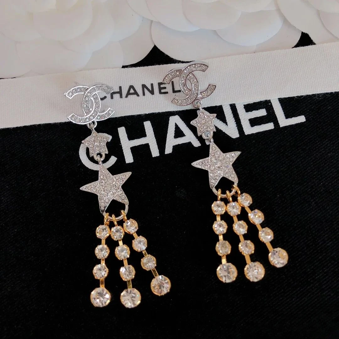 99新 Chanel/香奈儿 XF【小花念念】香奈儿 星星流苏双C耳环