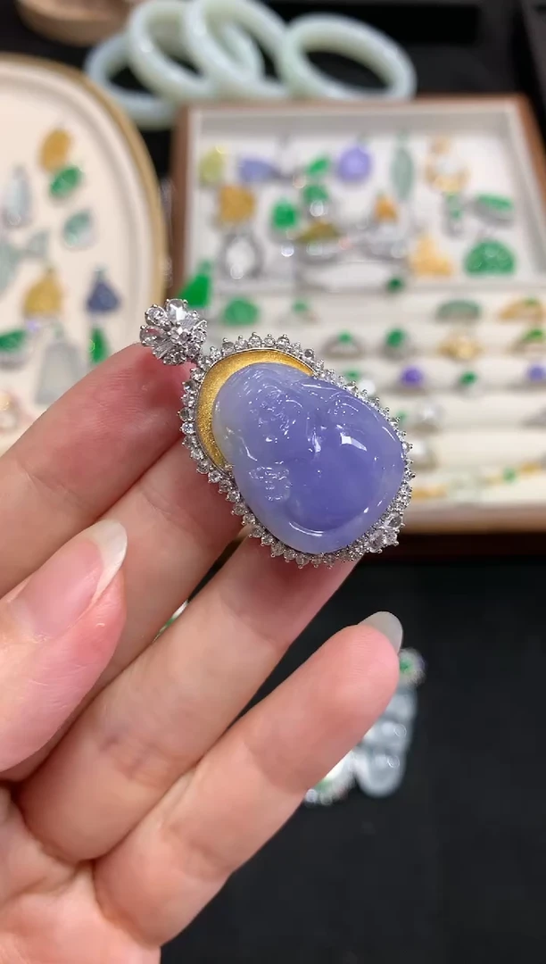 【闪购商品】翡翠吊坠(不含链)18K金镶嵌W294|25000