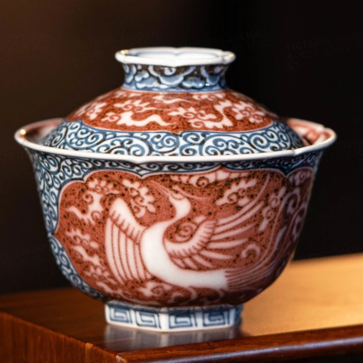 【悦生活】青红-畅怀堂-太阳鸟六方盖碗（畅怀0006）