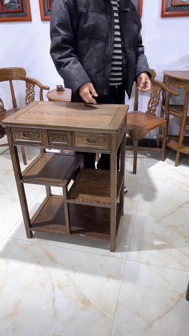 【闪购商品】鸡翅木类成套家具鸡翅木置物架60*40*80高