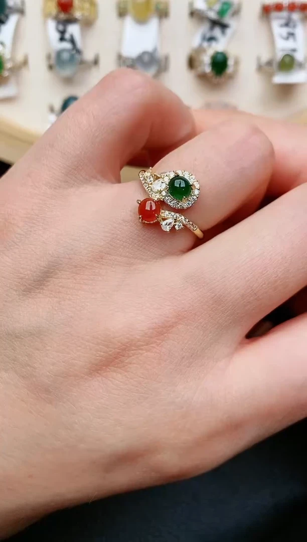 翡翠戒指银S925镶嵌...