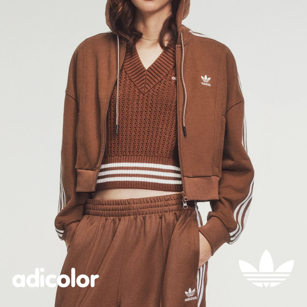 adidas/阿迪达斯女款ADI ZIP-UP 复古法式毛圈运动连帽外套JM8058