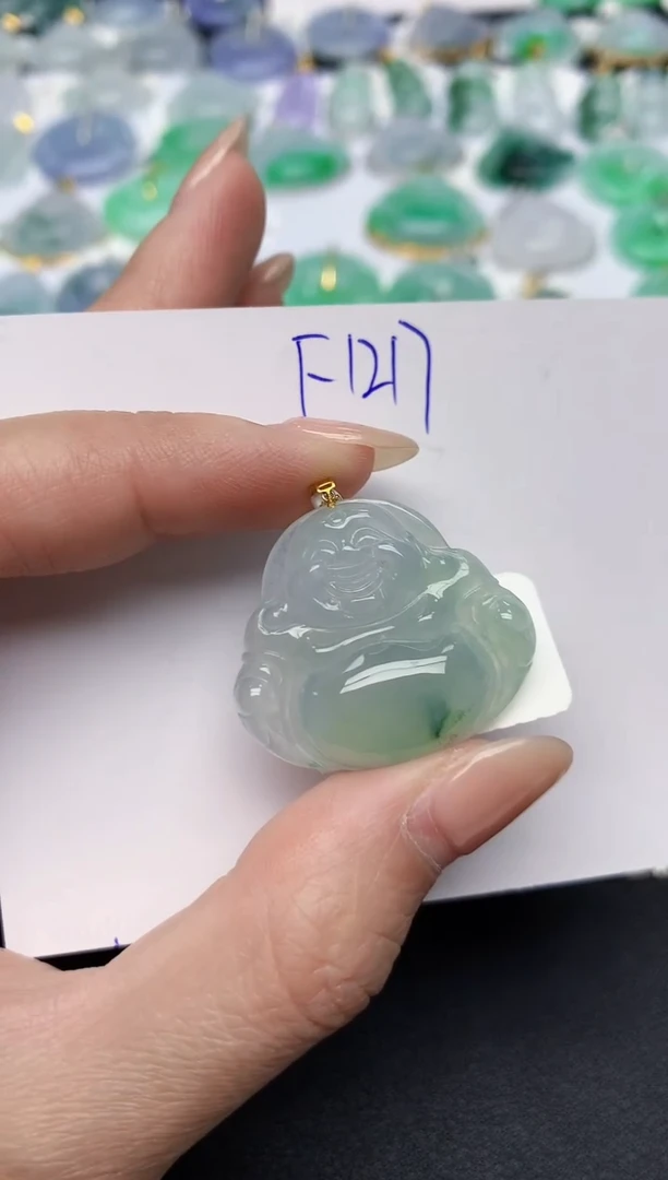 颈饰18K金镶嵌翡翠天然缅甸A货翡翠百元以上9元证书费自理