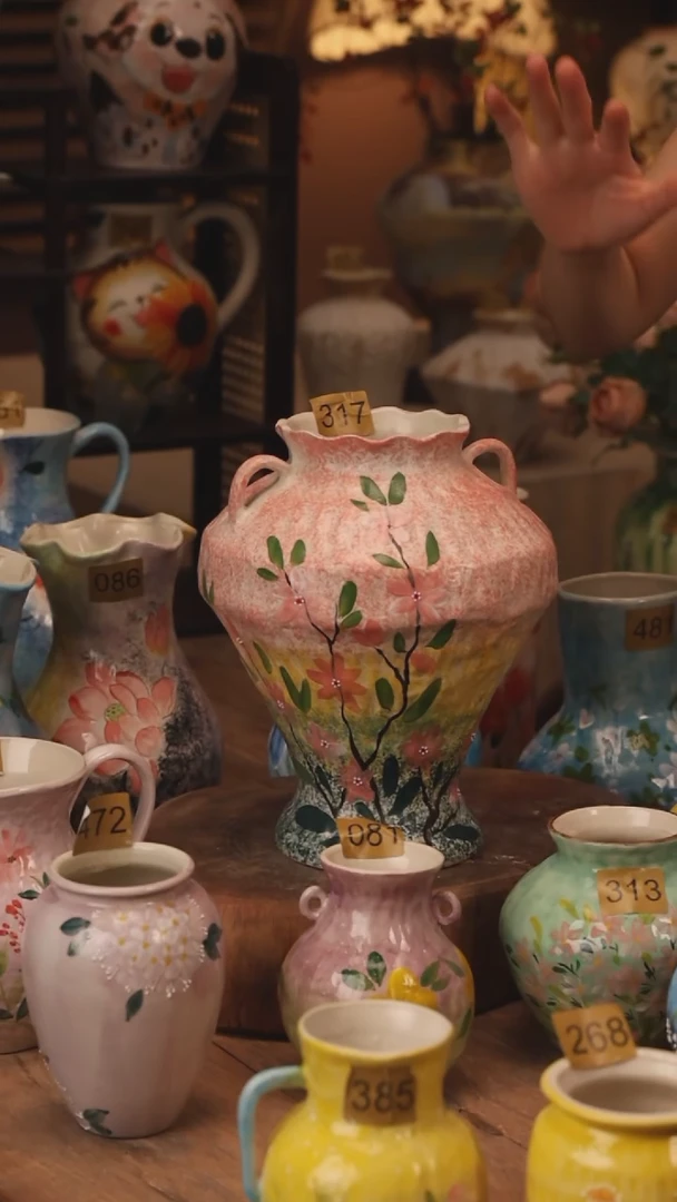 陶瓷317景德镇设计师手作花器摆件侘寂风