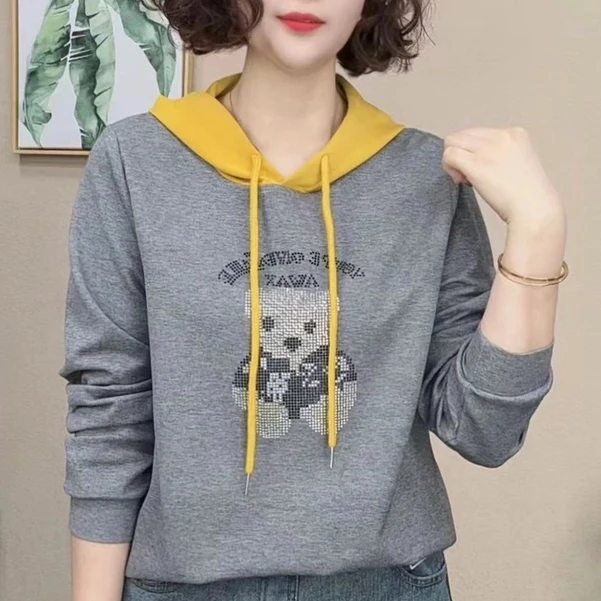 2025新品时尚洋气百搭连帽女长袖气质减龄显瘦上衣