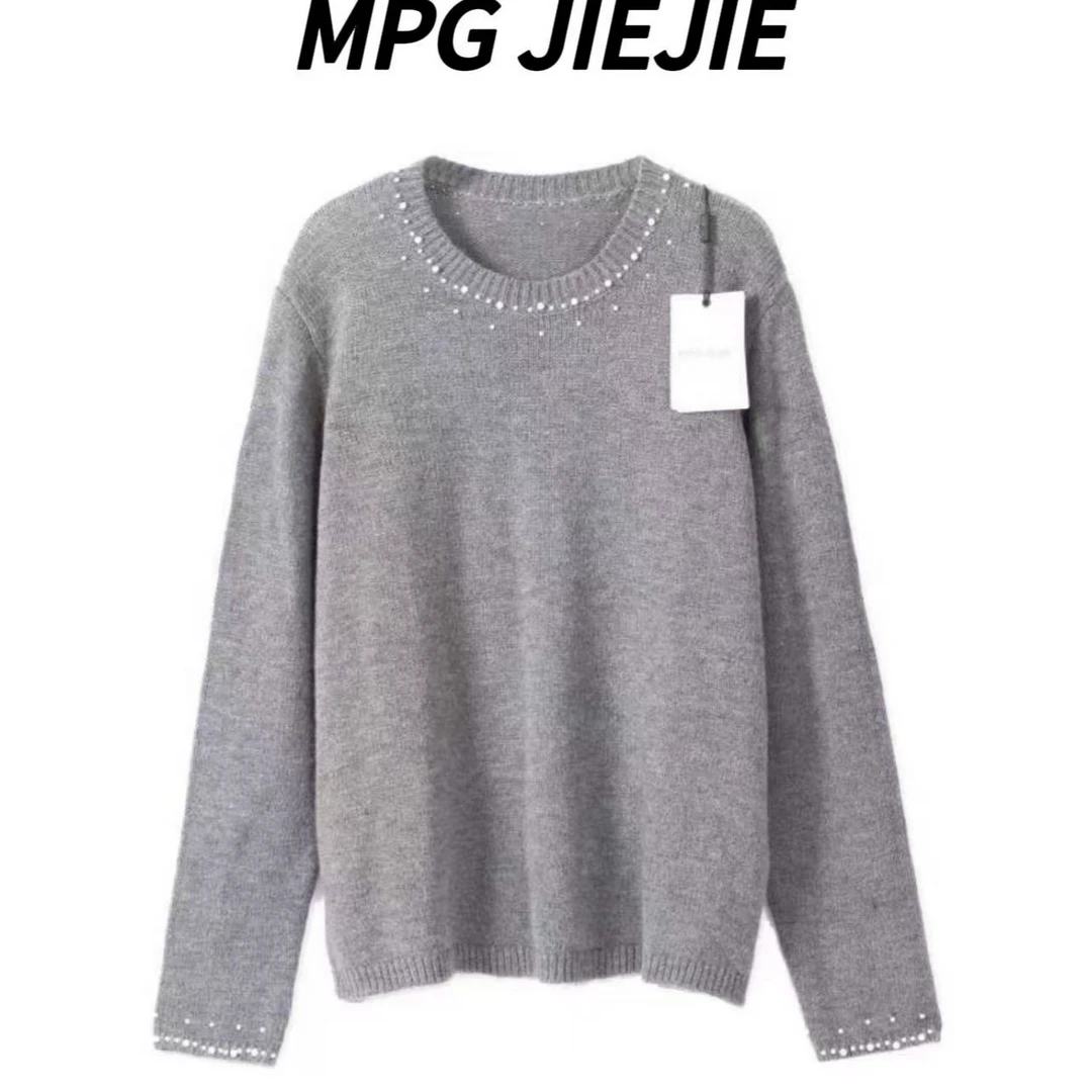 MPG JIEJIE【珍奢之美】25早秋绵羊毛领口珠珠点缀毛衣