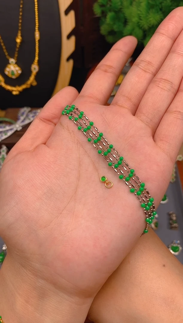 【闪购商品】翡翠项链银S925镶嵌银色碎银几两项链1条