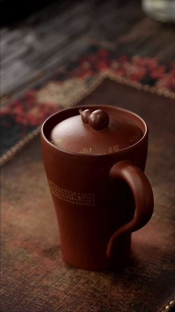 茶杯紫砂非遗茶器-心经盖杯