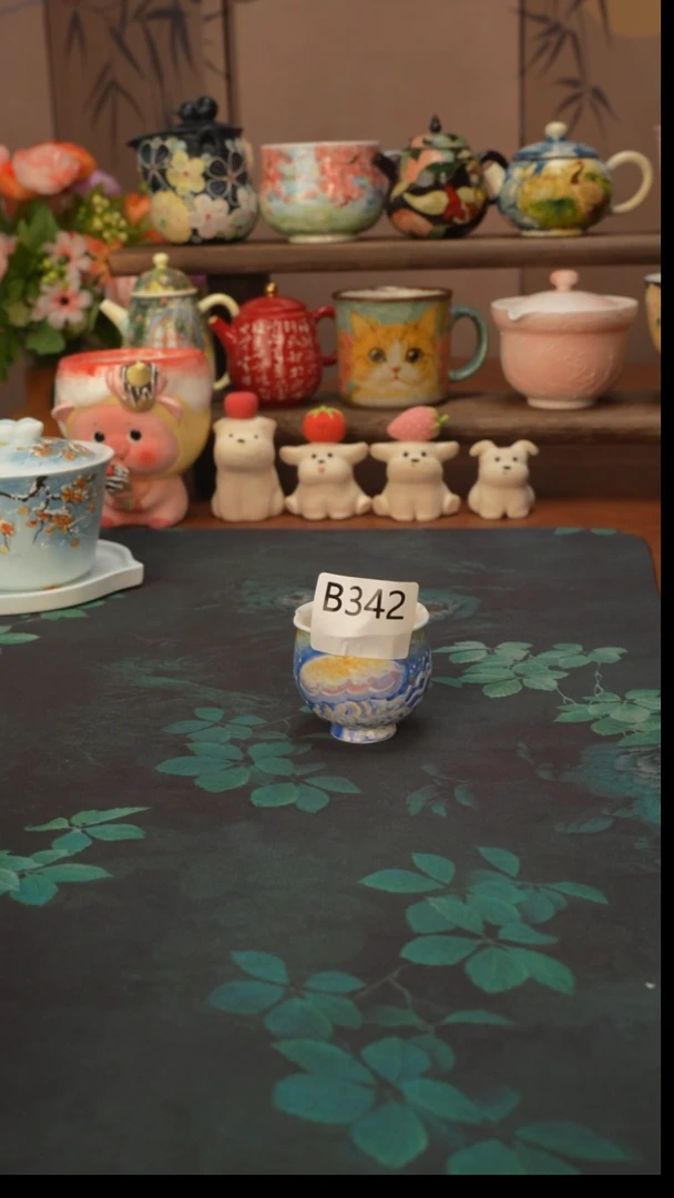 石一  炫彩水母品茗杯342