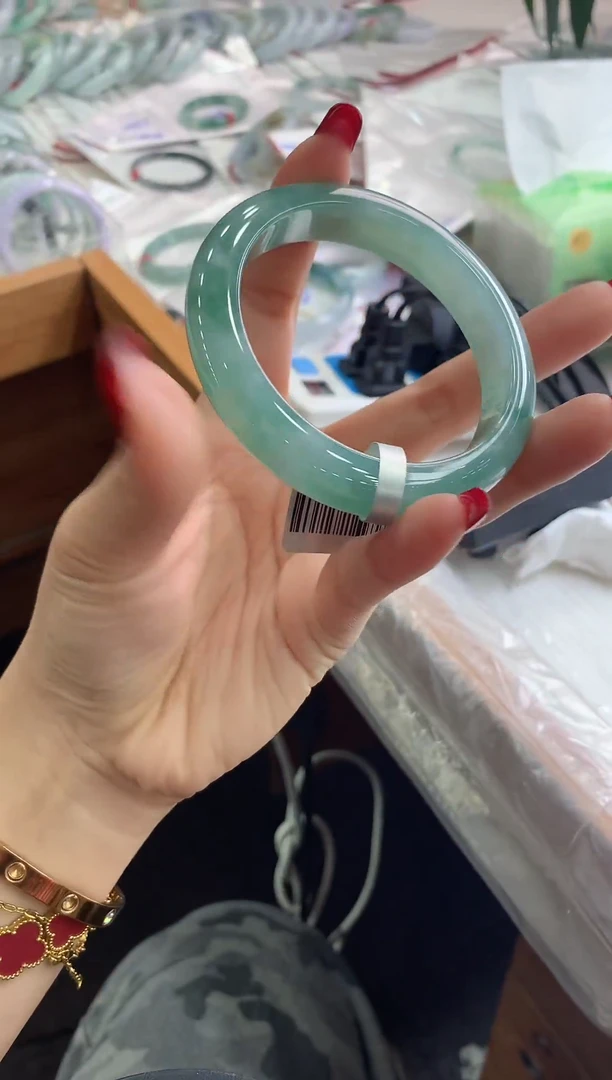 未镶嵌手镯翡翠冰晴蓝正圈 59 60 25
