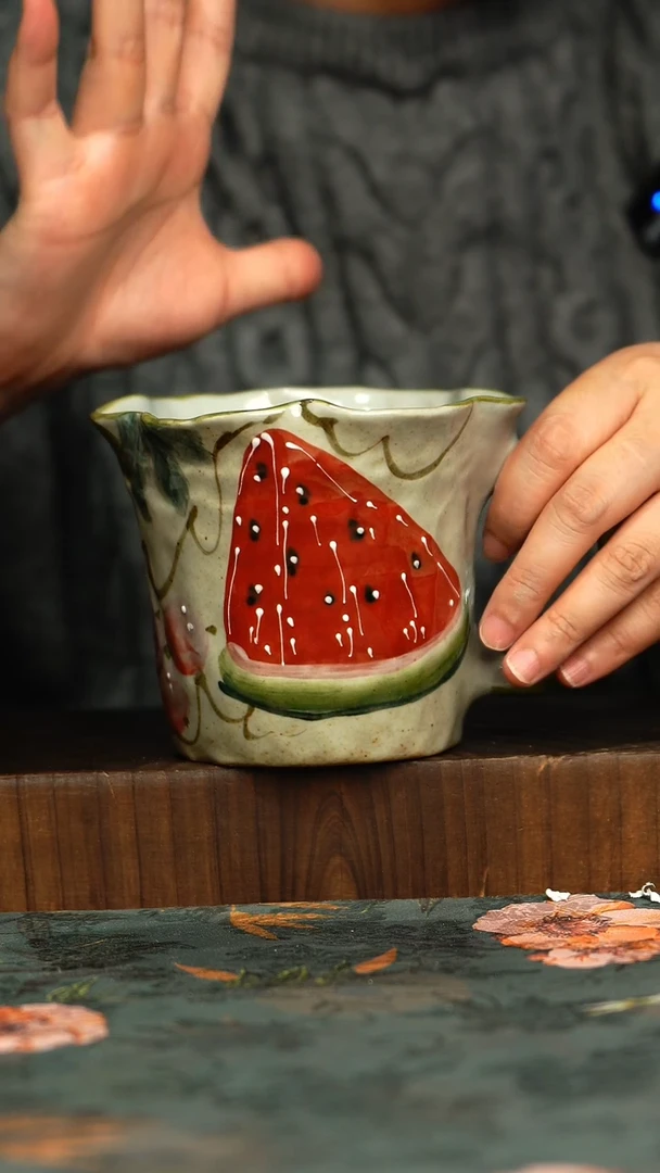 杯釉下彩手工手绘同款陶器