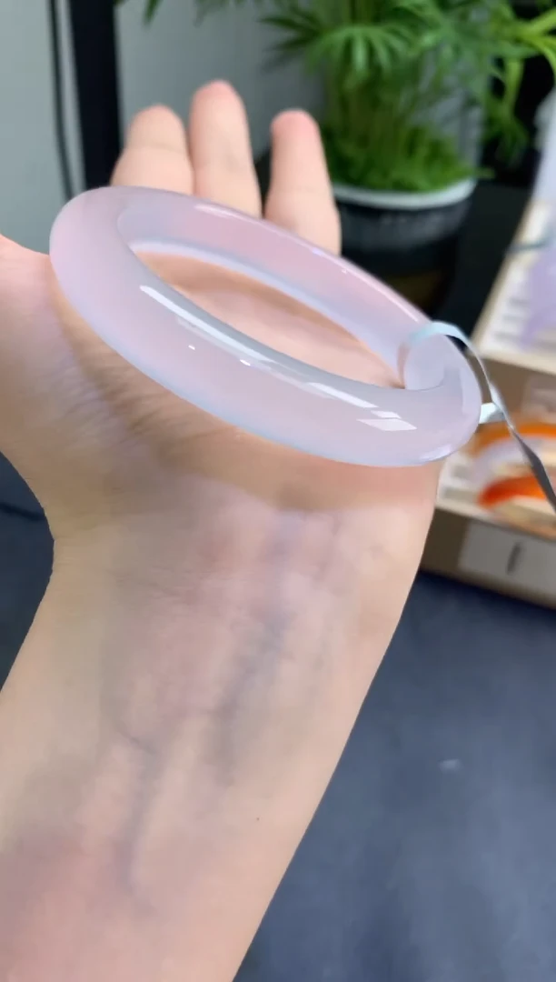 玛瑙/玉髓手镯未镶嵌5455厚装白月光正圈