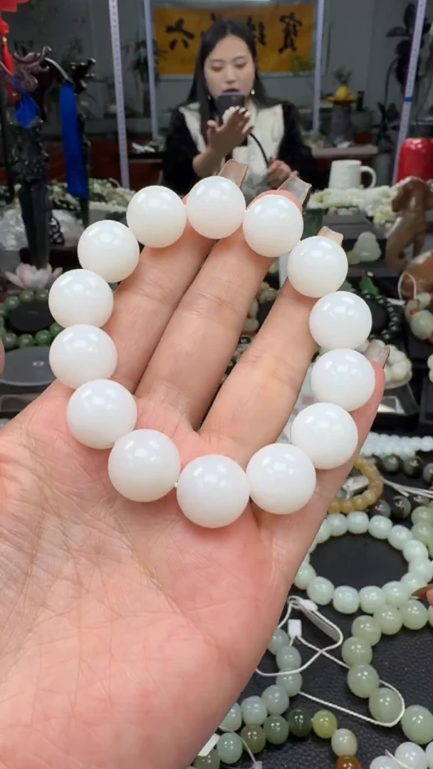 未镶嵌手串和田玉卡15新疆天泰白玉