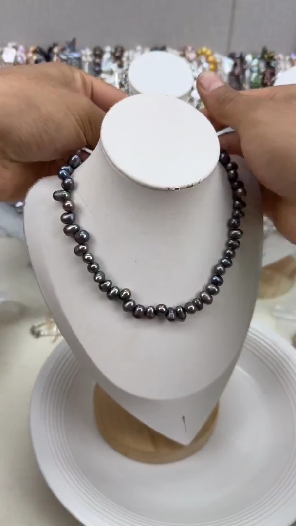 颈饰银S925镀金镶嵌淡水珍珠1