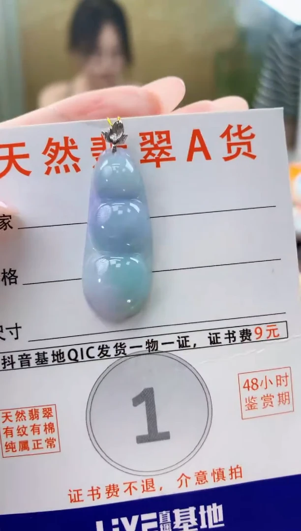 颈饰18K金镶嵌翡翠 天然A货翡翠挂件