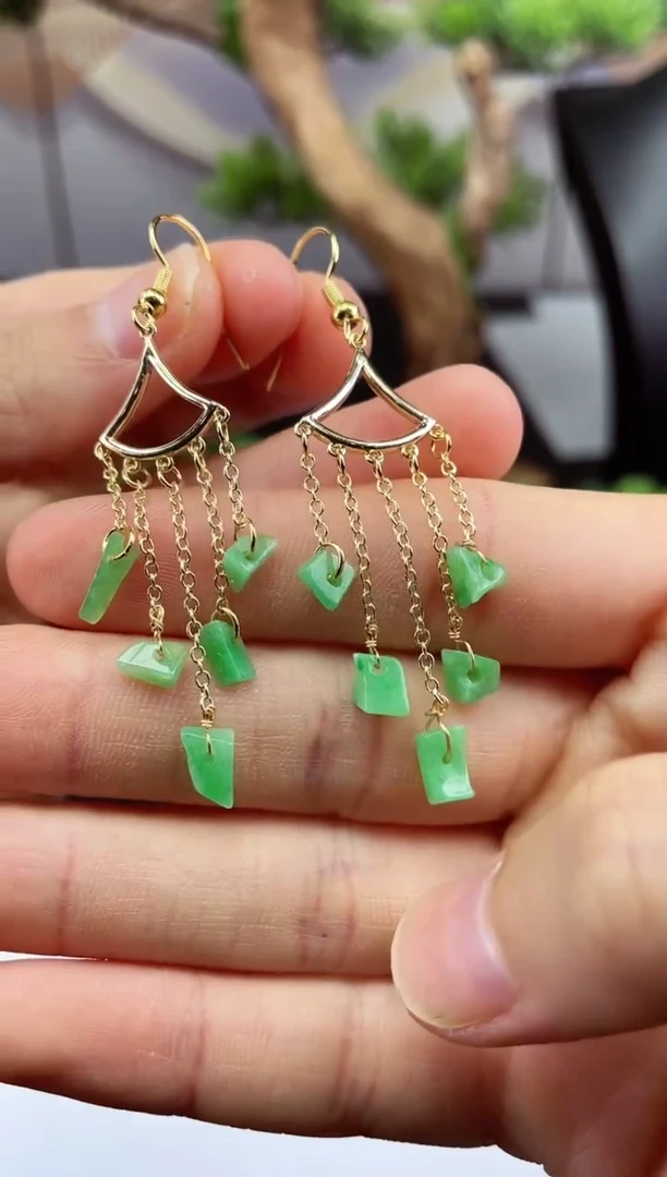 银S925镶嵌翡翠耳坠岁岁平安-@@CMT899