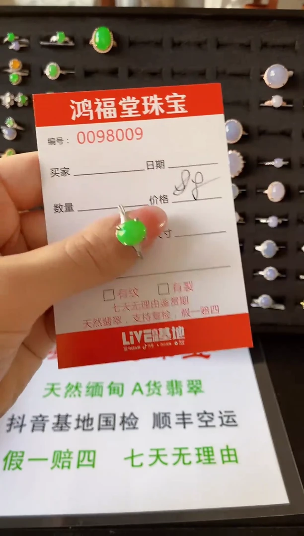 【闪购商品】翡翠戒指银S925镶嵌8009