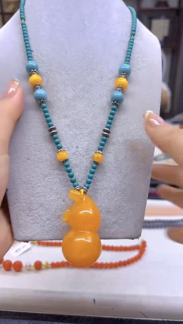 未镶嵌毛衣链蜜蜡DIY款M705