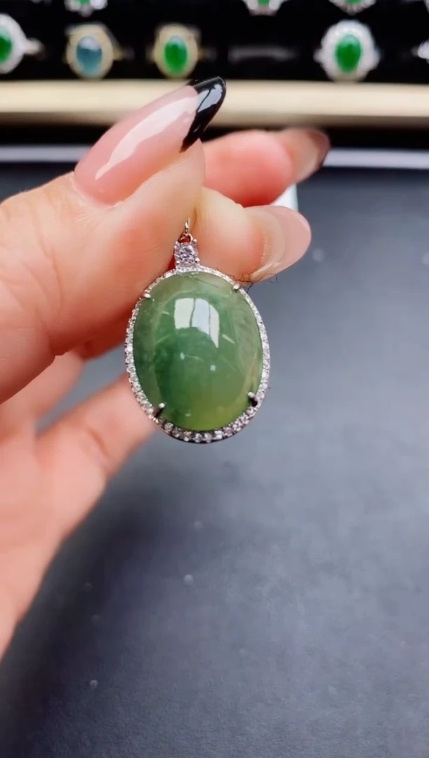 翡翠银S925镶嵌吊坠(赠链)50805