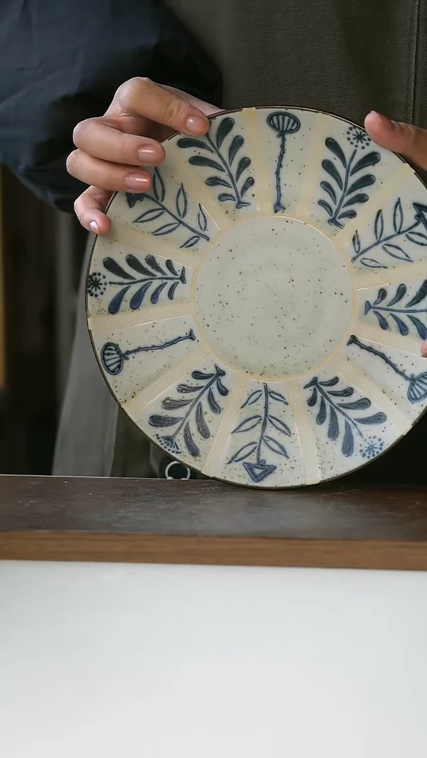 【闪购商品】陶瓷手绘百草花早餐盘21cm@4-2@