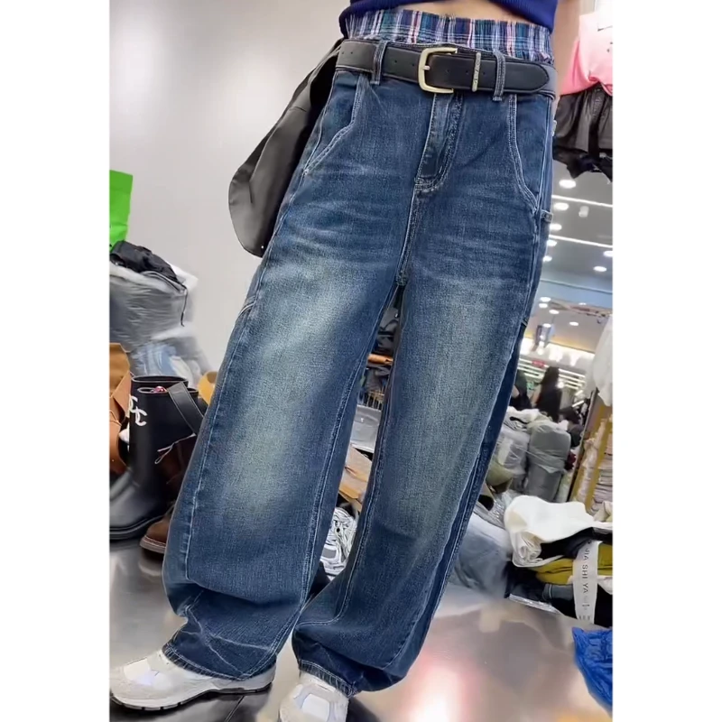 欧货长裤高腰显瘦宽松直筒牛仔裤秋季爆款弯刀裤女2025