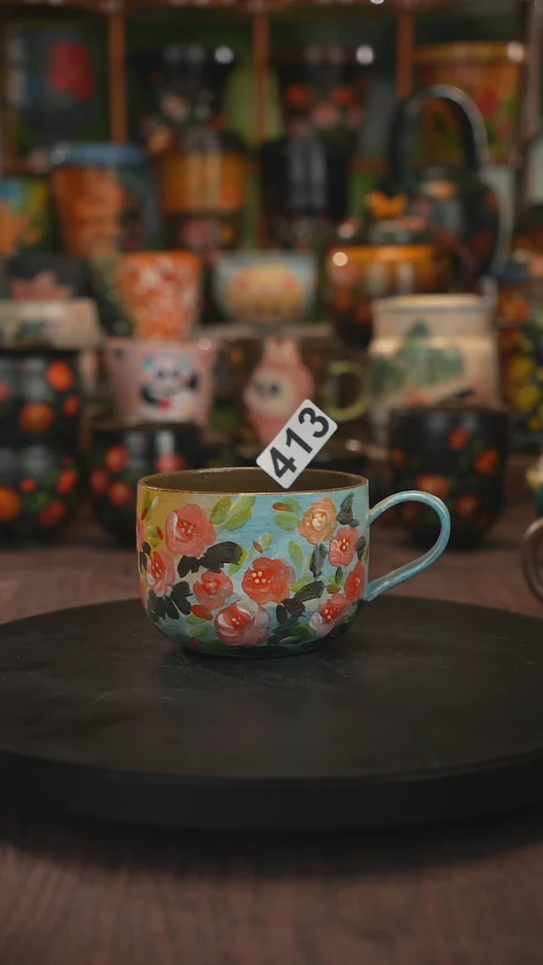 紫砂油画手绘釉下彩413