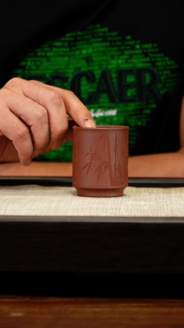 茶壶紫砂刻绘闻香杯