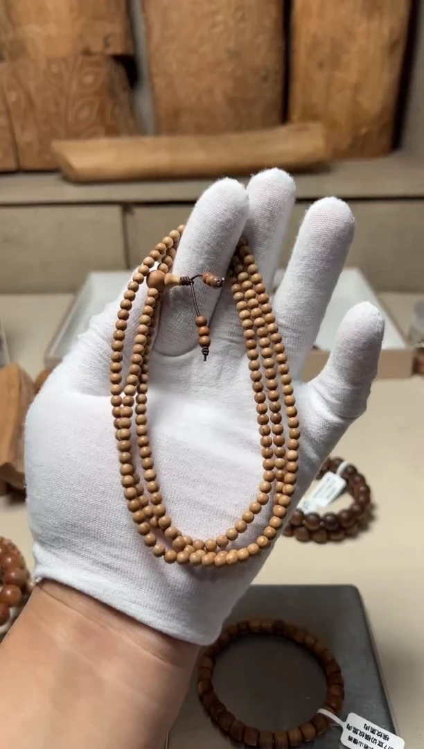 檀香木手串/手链顺纹0.4*216颗 四抛料  带黑线福利款