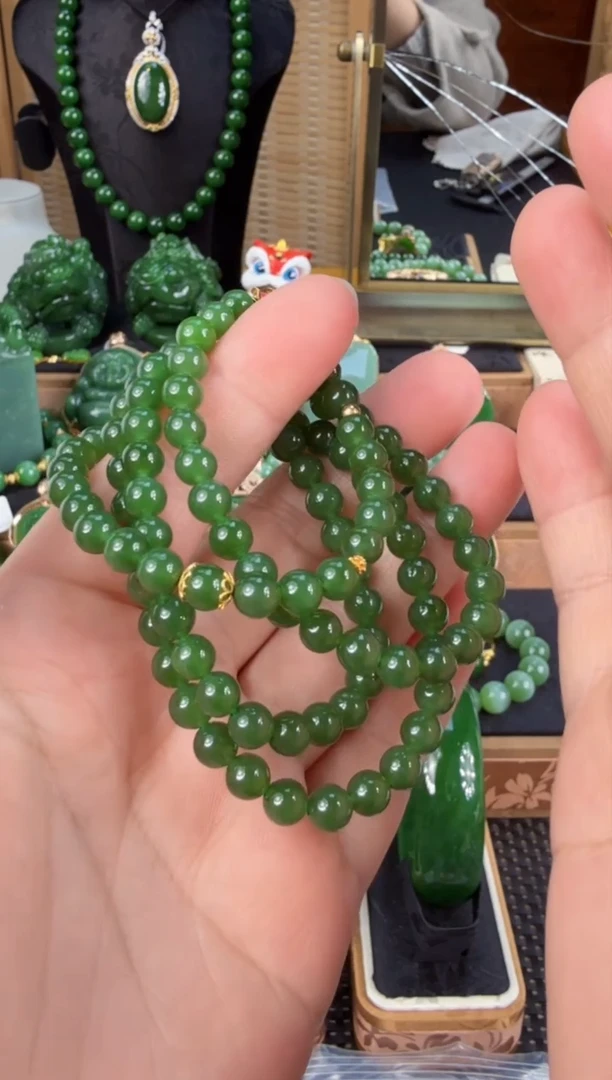 【闪购商品】和田玉（碧玉）毛衣链18K金镶嵌 