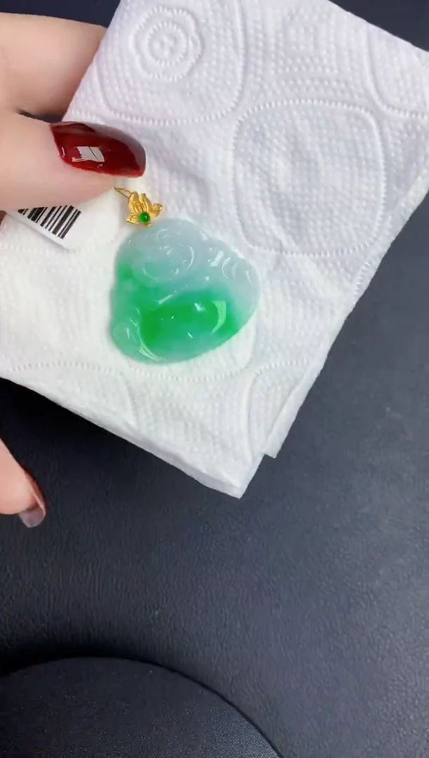 颈饰18K金镶嵌翡翠缅甸天然翡翠A货