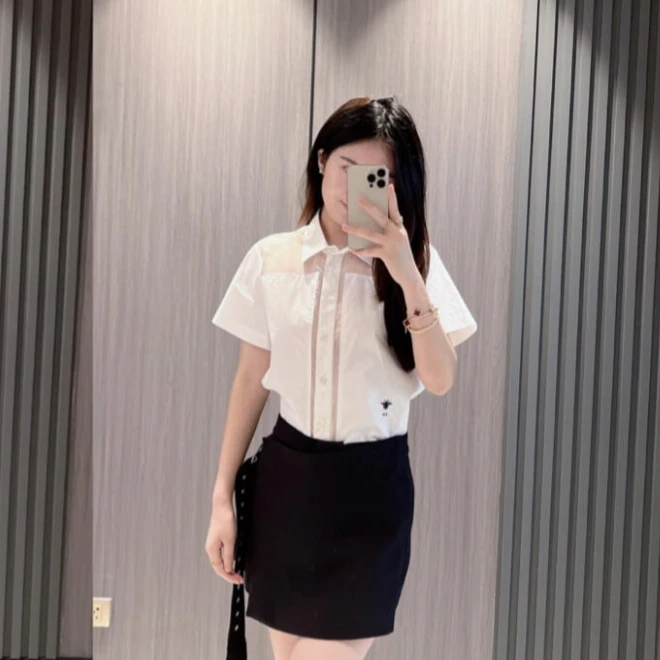 未使用 DIOR/迪奥 白色短袖衬衫129428