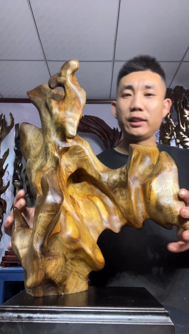 金丝楠木雕款白*金丝楠木工艺品摆件
