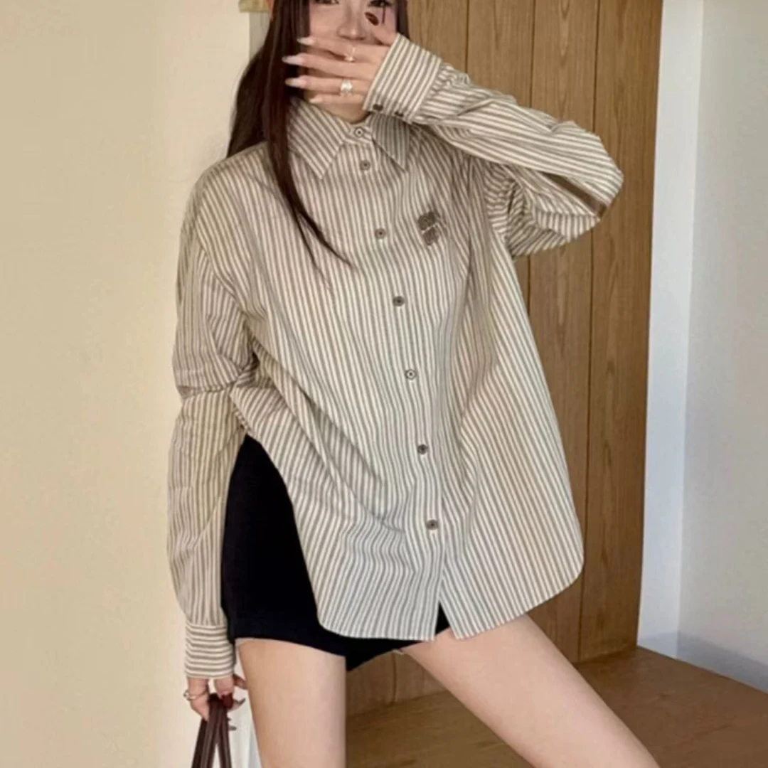 D31500南油爆款春夏竖条纹衬衣