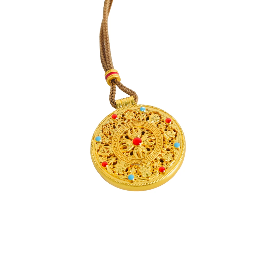 合金布艺项链 D-B0048八宝罗盘珐琅彩吊坠轻奢编织古法时尚