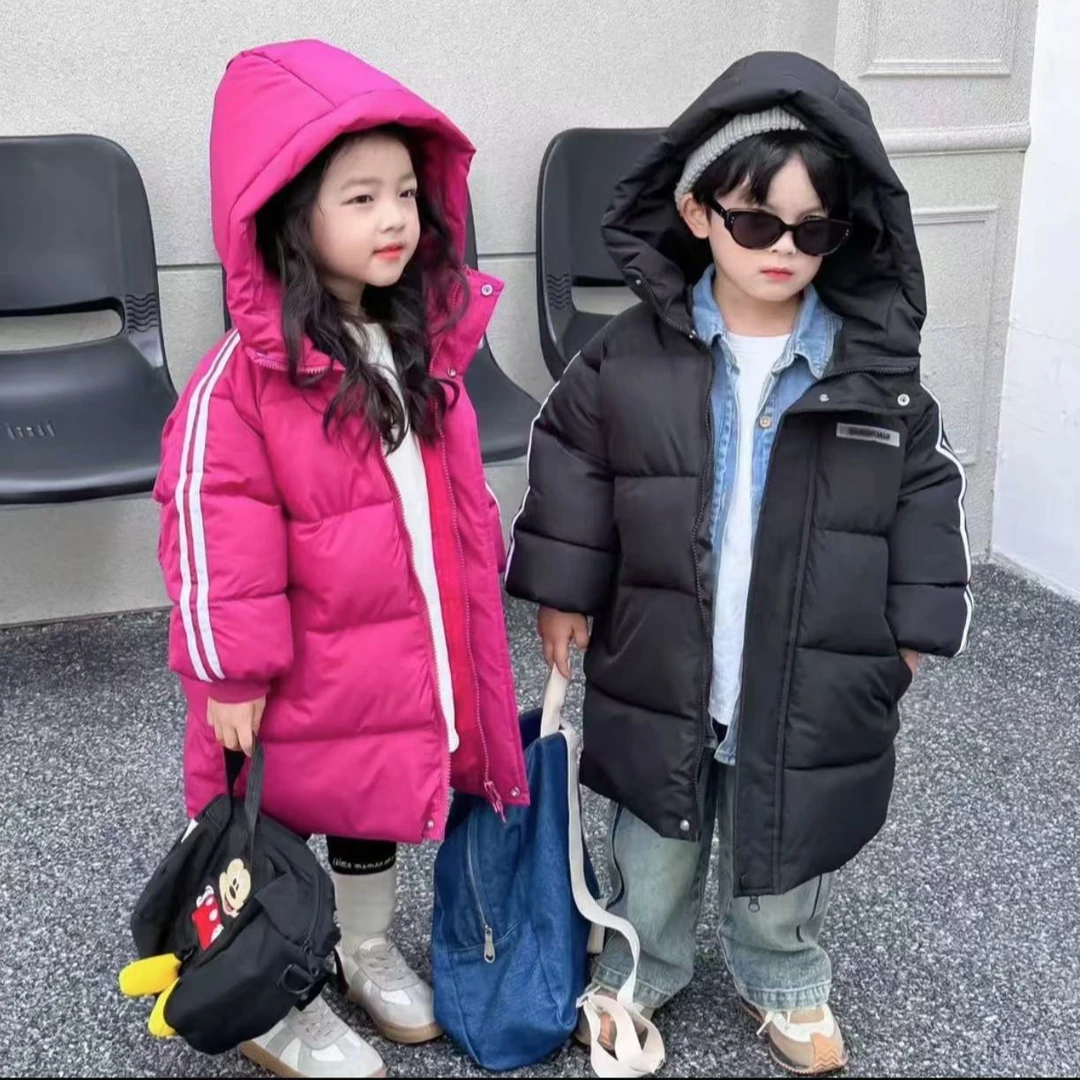 清货中长款加厚棉服防风耐刮保暖儿童洋气男童女童冬季连帽外套