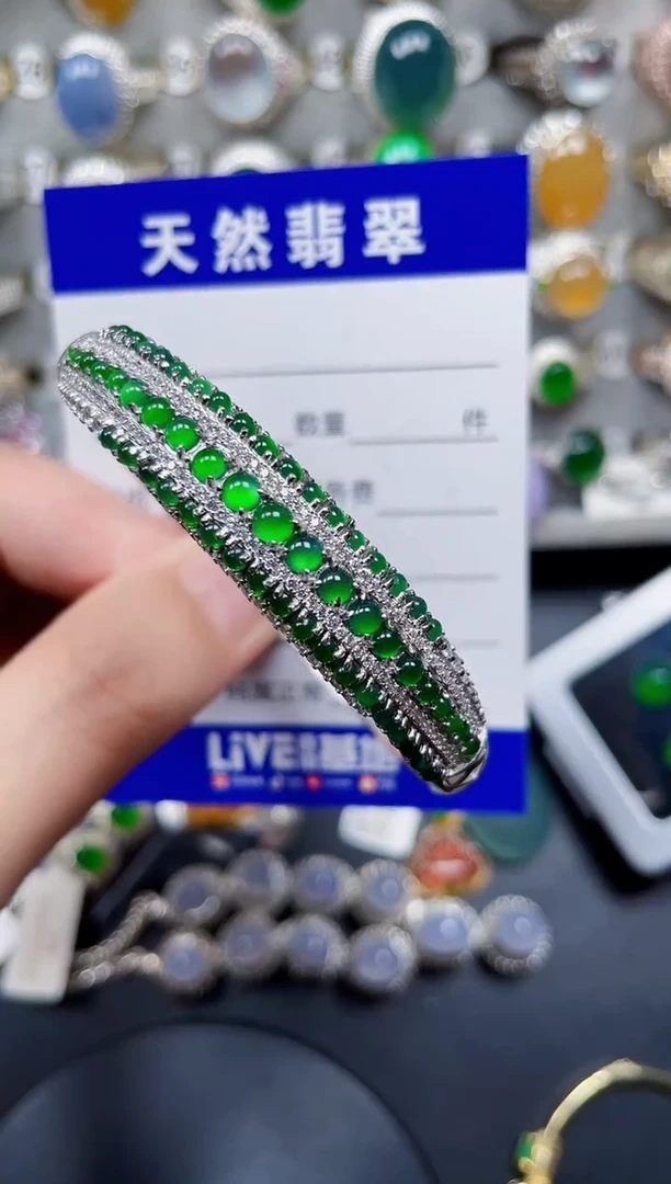 银S925镶嵌手镯翡翠69