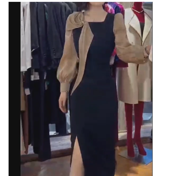 2025春季新款网红同款洋气气质拼接连衣裙轻熟风