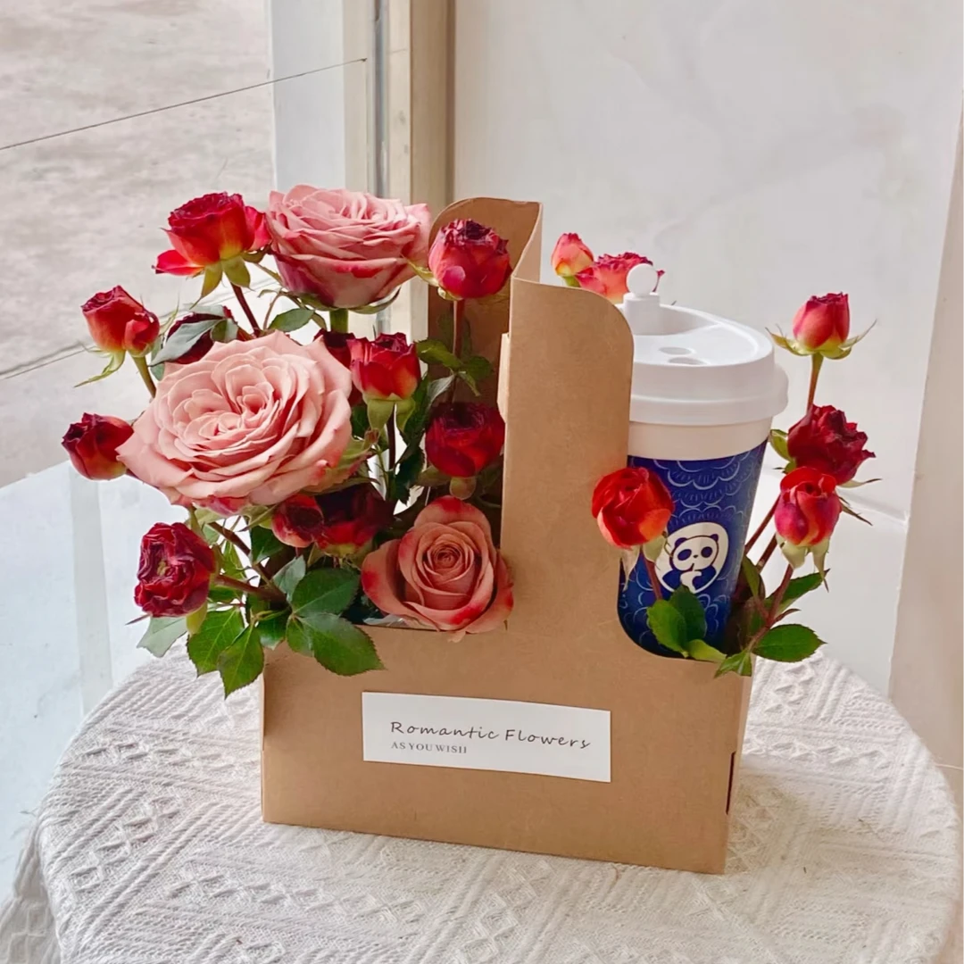 【花仕途专属♥秋天的第一杯奶茶】3枝卡布奇诺玫瑰奶茶（品牌随机）送女友送闺蜜恋人鲜花小时达鲜花订购同城配送
