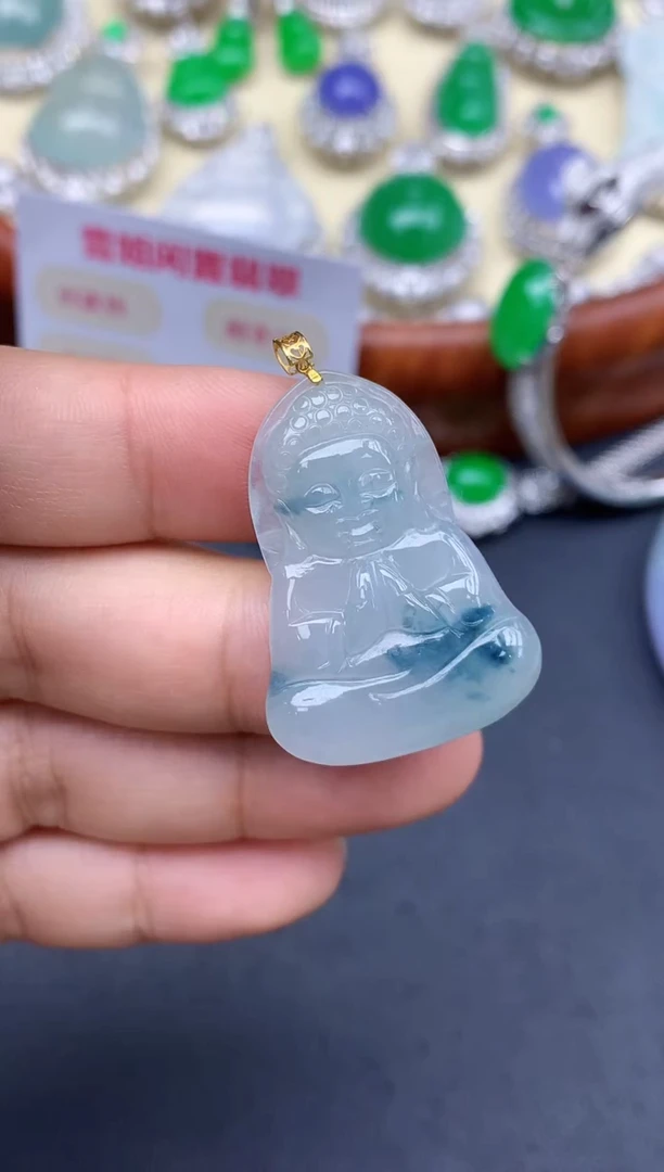 颈饰18K金镶嵌翡翠298-中国好珍宝