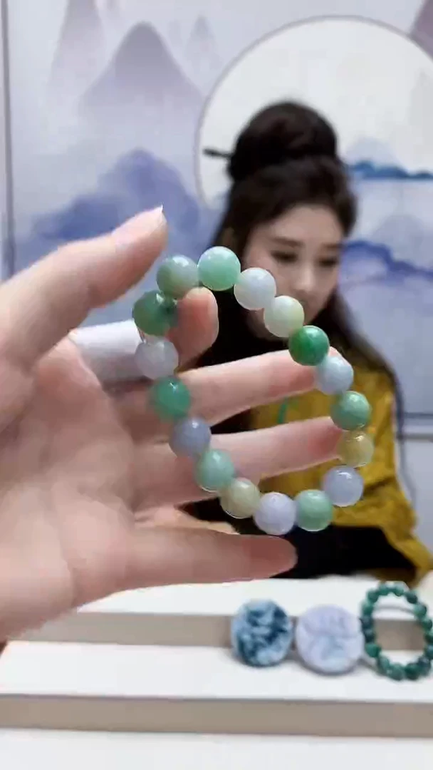 未镶嵌定制翡翠4829ry-毛货手串49