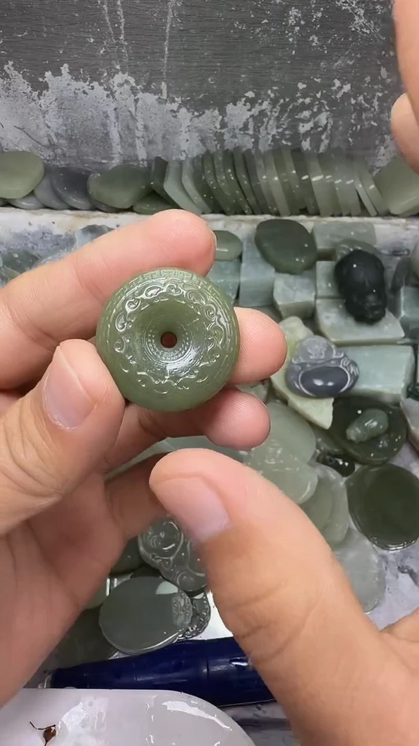 吊坠(不含链)未镶嵌和田玉平安扣祥云 青黄口