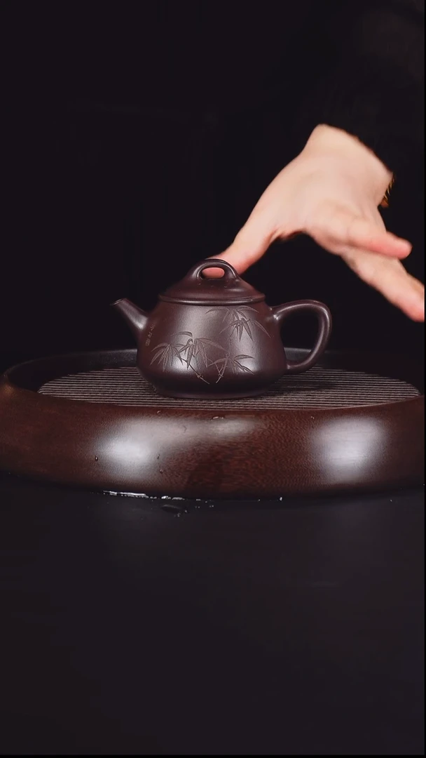 茶壶紫砂刘海清 影瓢68 老紫泥 160毫升