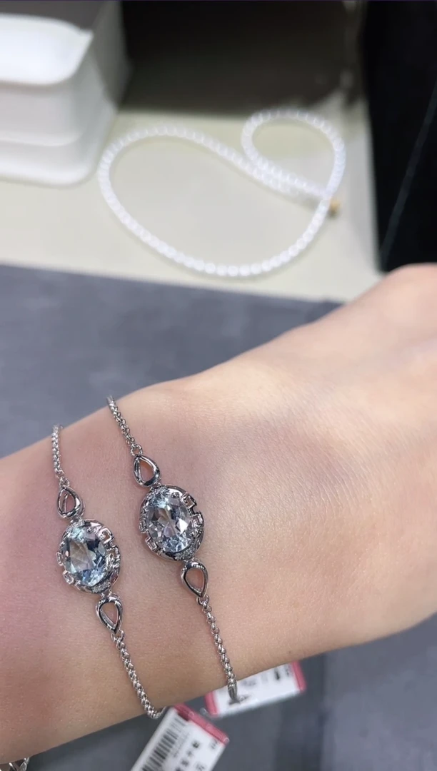 【闪购商品】海蓝宝石手链18K金镶嵌多样性发其一