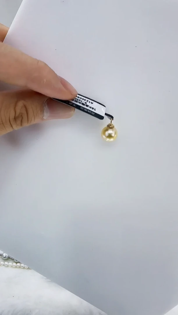 18K金镶嵌海水珍珠DA海水金珠吊坠9-10 a123