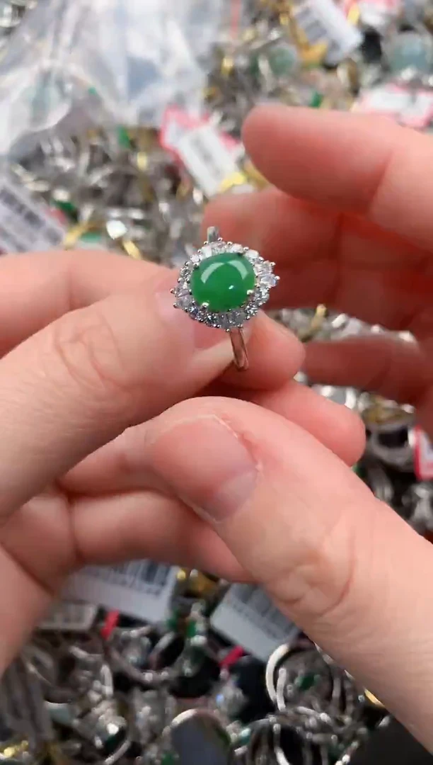 银S925镶嵌戒指翡翠777                 7