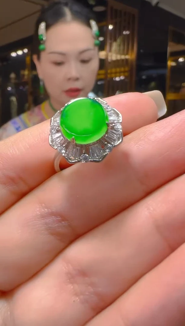 银S925镶嵌戒指翡翠063（多样性发其一）