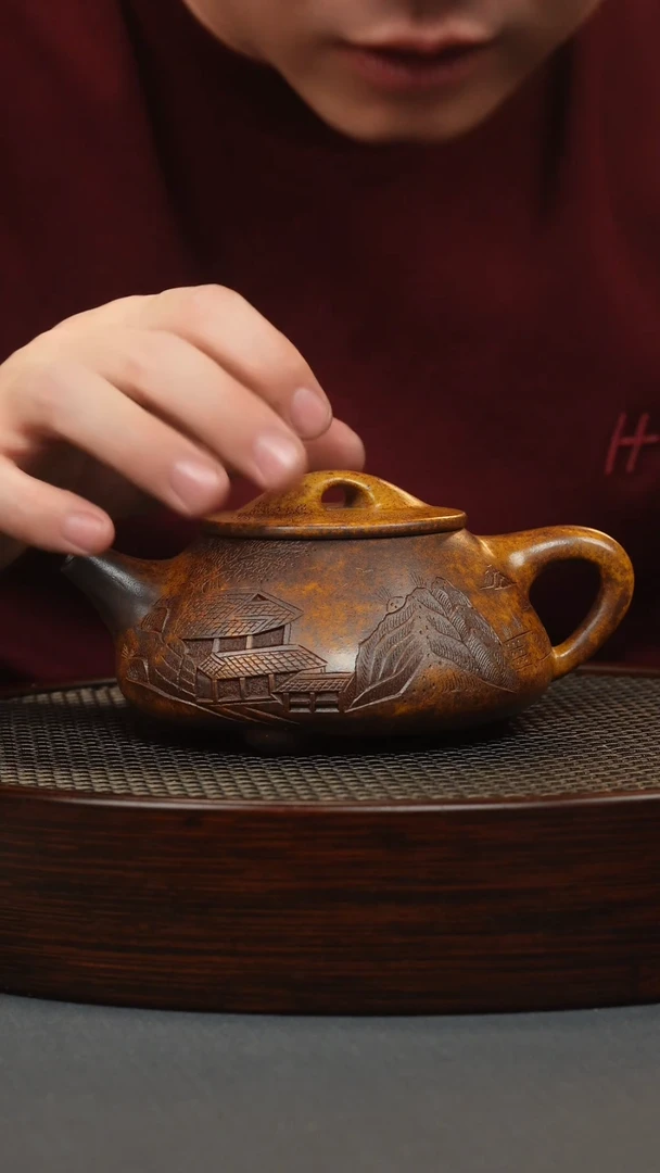 【闪购商品】紫砂茶壶龙骨金砂石瓢